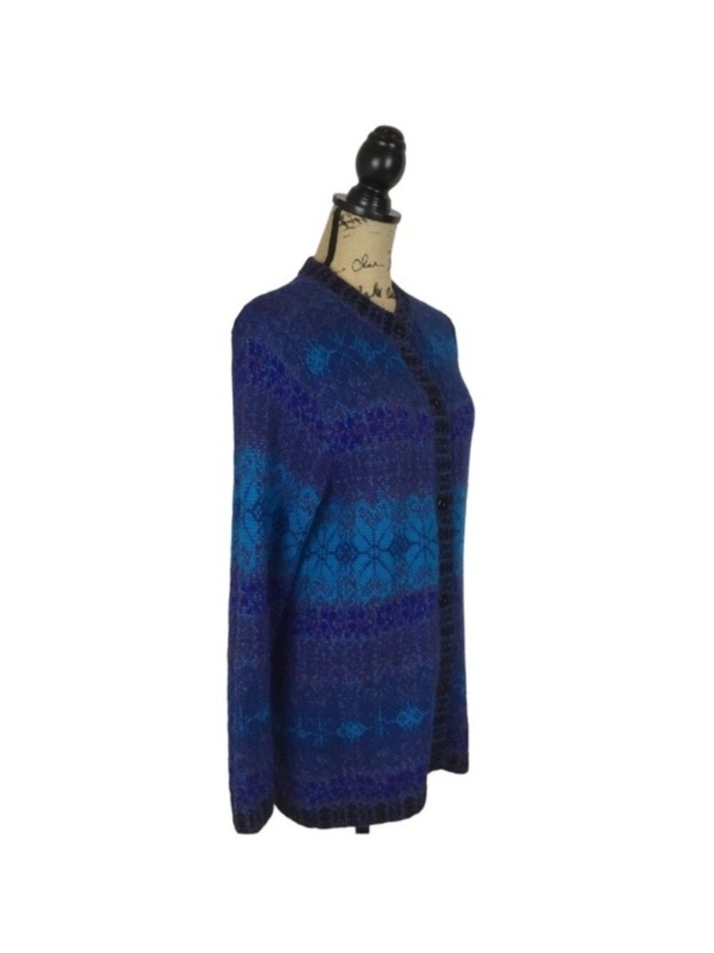 Leo Peressi Alpaca Wool Blue Buttoned Cardigan